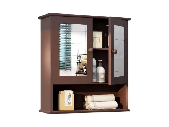 Taohfe Brown Medicine Cabinet With Mirror – 2 Doors… Code