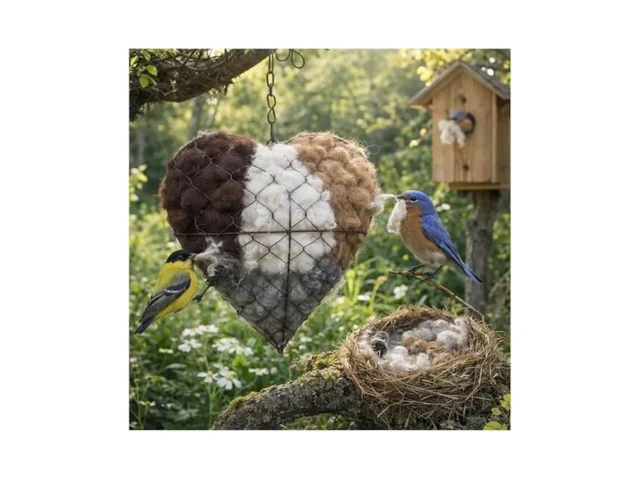 Handmade Alpaca Fiber Bird Nesting Heart Birds… Coupon