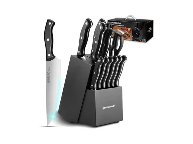 Haushof 14 Pcs Kitchen Knife Set With Block Wooden… Code