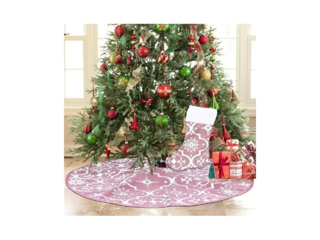 Eternal Beauty 36in Rose Pink Christmas Tree Skirt… Code