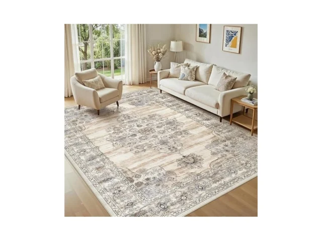 Jessibou 5×7 Washable Area Rug – Non Slip Vintage… Code