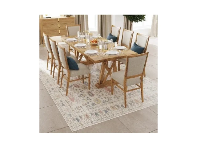 6×9 Washable Area Rug Low Pile Faux Wool Carpet For… Code