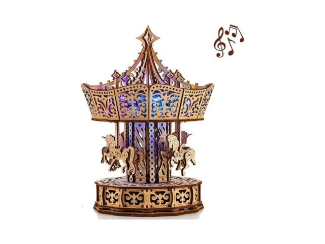 Wood Trick Parisian Carousel Music Box Rotating… Coupon