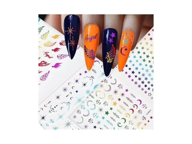 Star Nail Stickers Colorful 4 Sheets Sun Moon Nail… Code