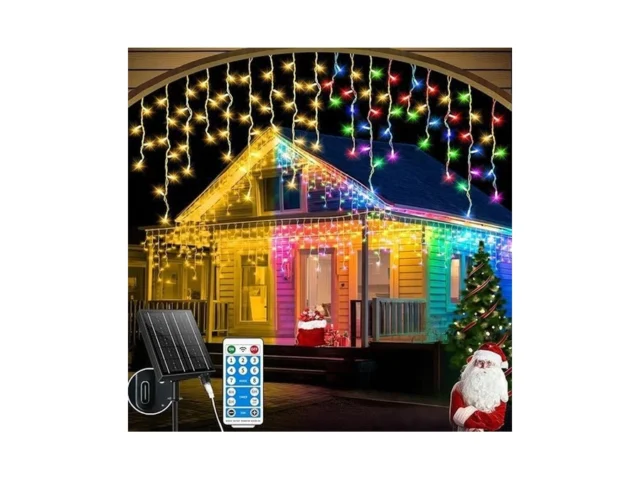 Solar Powered Icicle Lights Outdoor Christmas -… Code