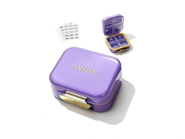 Small Pill Case Travel Pill Box With 7 Compartments… Code