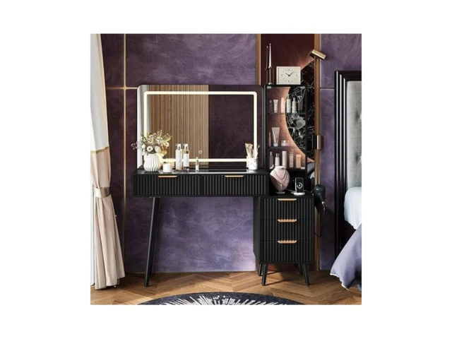 Garveehome Fluted Makeup Vanity Desk With Lights 48… Code