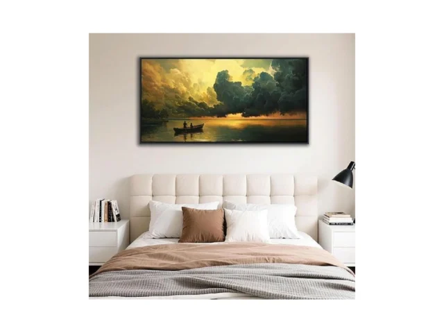 Ycprimer Landscape Wall Art – Gold Lake And Cloud… Coupon
