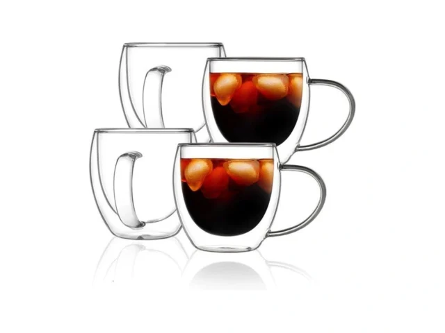 Cnglass 12oz 4-pack Double Walled Glass Coffee Mugs… Code
