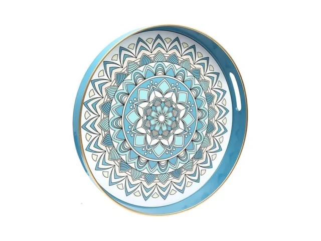 Sforguva Round Cyan Decorative Tray For Coffee… Code
