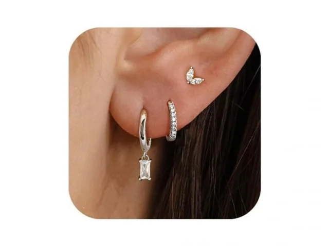 Fslead Sterling Silver Hoop Stud Earrings Stack For… Code