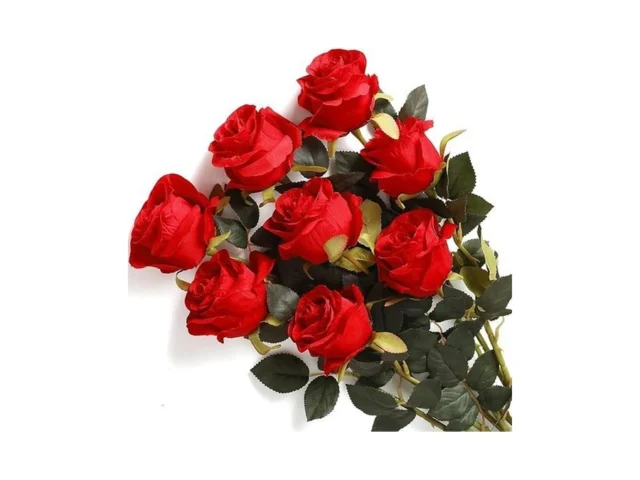 Justoyou 8pcs Red Roses Artificial Flowers… Code
