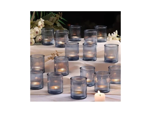 Nitime 32pcs Ribbed Blue Votive Candle Holders Tea… Code