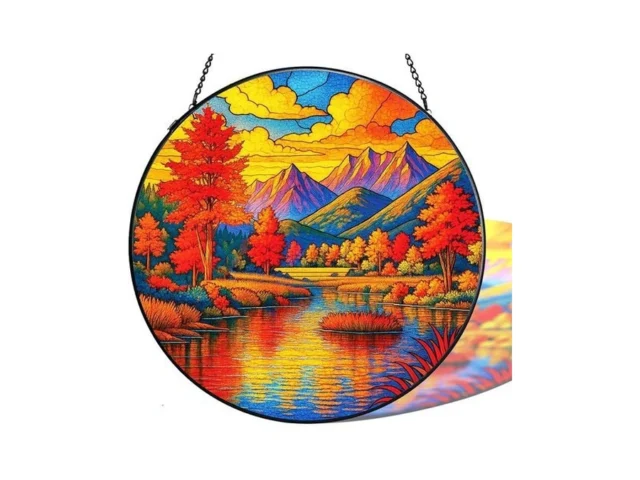 Kwyadluo Stained Glass Window Hanging Autumn Sun… Code