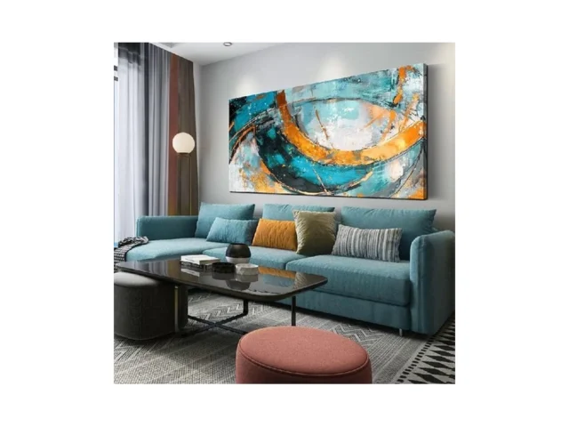 Laotoart Abstract Wall-art – Teal Wall Decor Living…