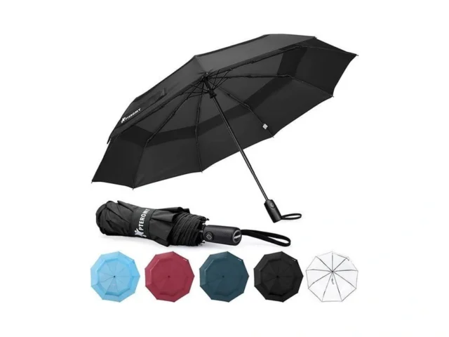 Pteromy Windproof Compact Travel Umbrellas For Rain… Code