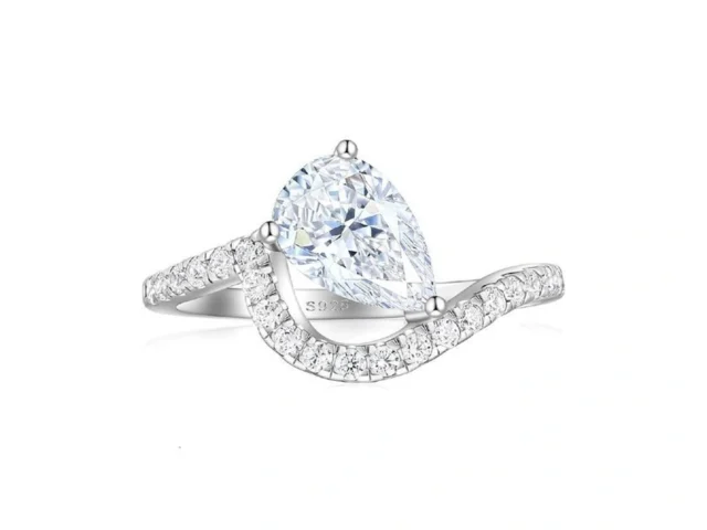 Cijisx 1 5ct Pear Shape Ring 925 Sterling Silver… Code