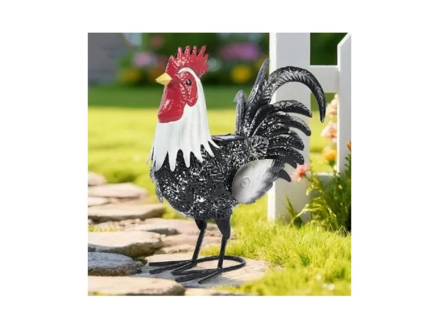 Metal Rooster Statue Yard Decor – 15 Solar Light… Code