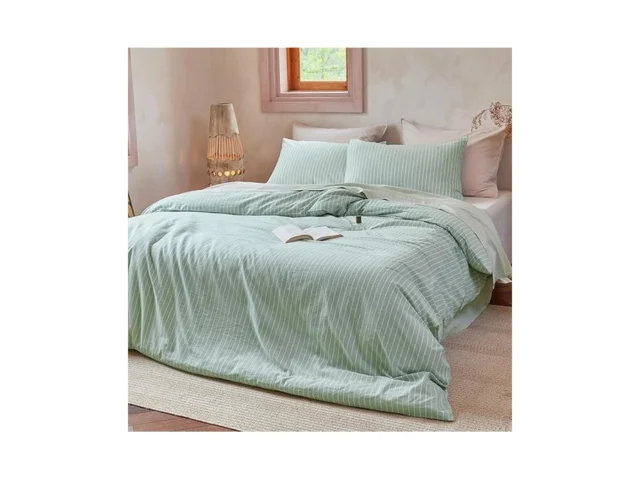 Faluca 100 Washed Cotton Striped Duvet Cover Set… Code