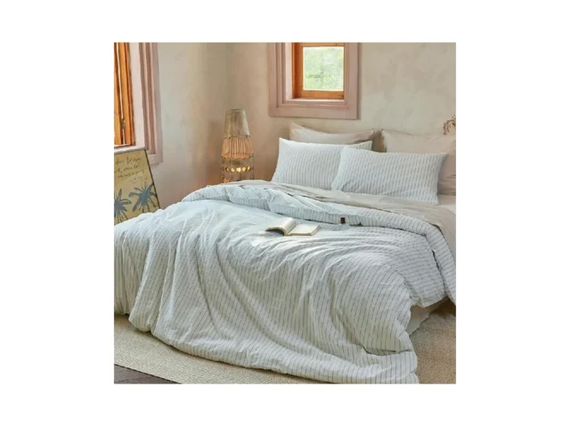 Faluca 100 Washed Cotton Striped Duvet Cover Set… Code