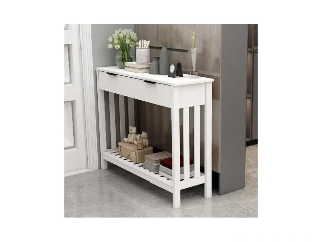 Taohfe White Narrow Console Table With Storage… Code