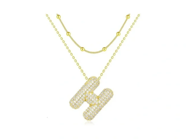 Gelbesty Gold Bubble Initial Necklaces For Women… Code