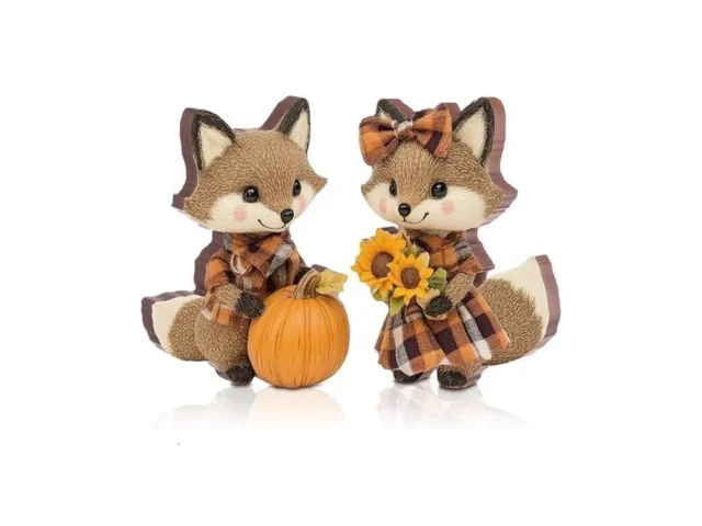 Doublefill 2 Pcs Fall Fox Figurine Thanksgiving… Code