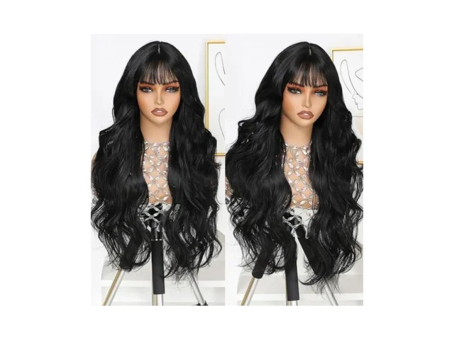 Barbique Black Long Wavy Wig With Bangs Heat… Code