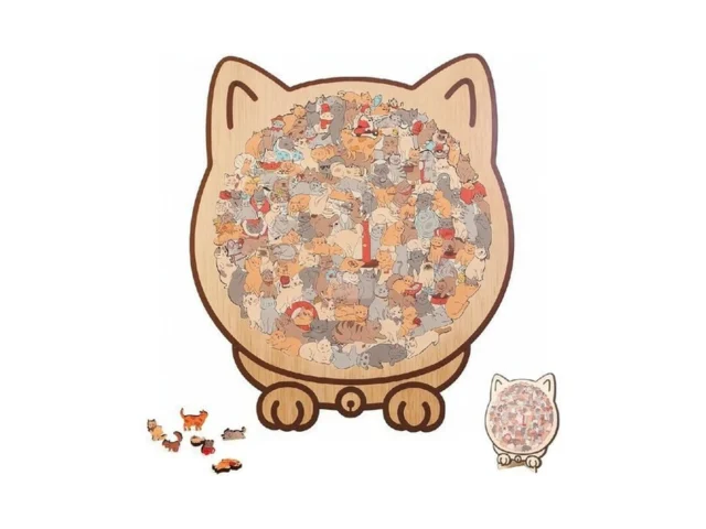 Wooden Cat Puzzle 135-piece Colored Cat Shaped… Code