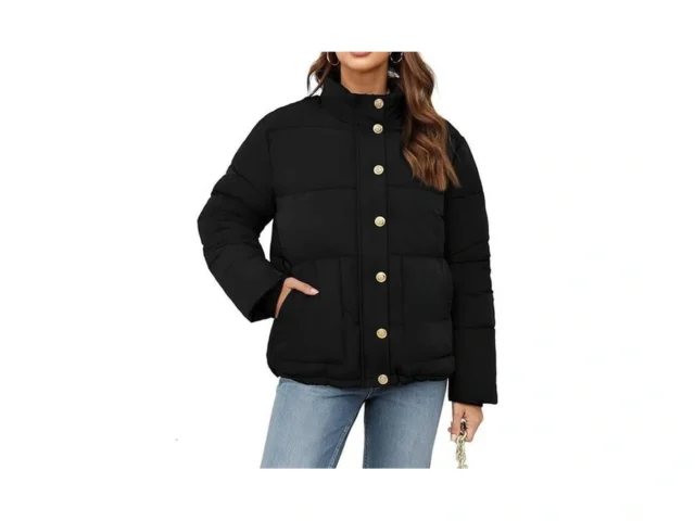 Funlingo Womens Winter Puffer Jacket Casual Stand… Code