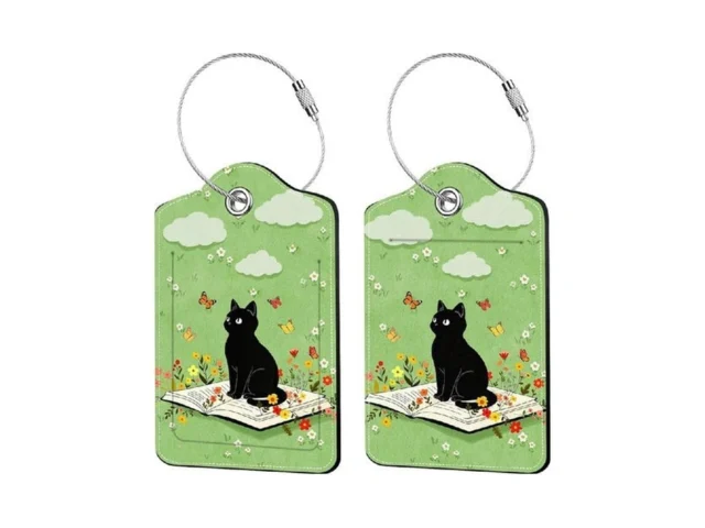 2 Pcs Cat With Book Luggage Tags For Suitcase… Coupon