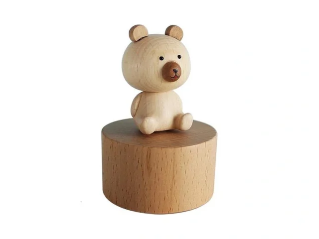 Lilyxin Cute Small Bear Ornament Wooden Music Box… Coupon