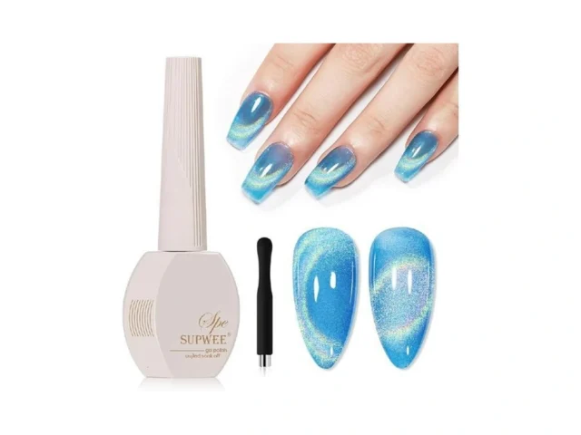 Supwee Blue Holographic Gel Nail Polish With… Code