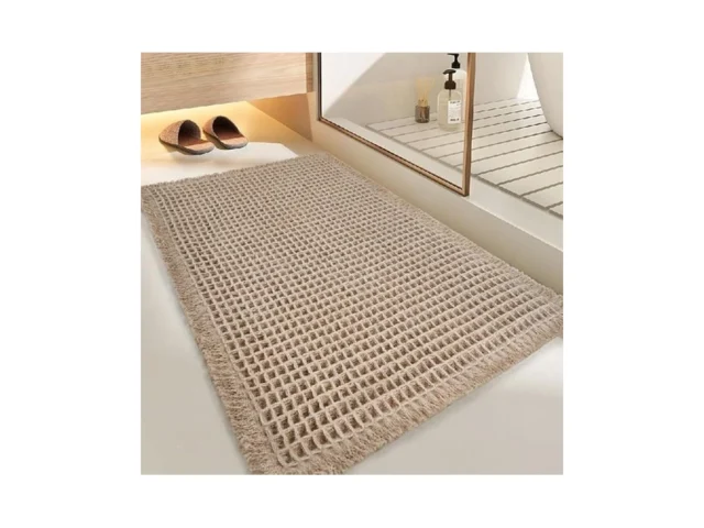 Wikuvo Waffle Bath Mat 17×24 Brown Bathroom Mat… Code