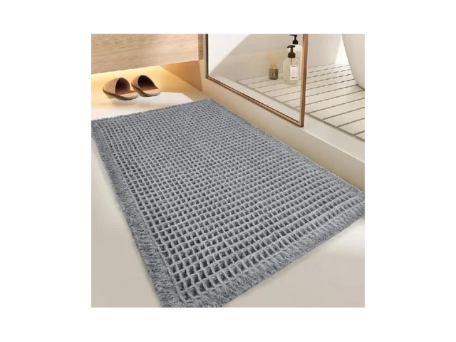 Wikuvo Waffle Bath Mat 18×30 Gray Bathroom Mat With… Code