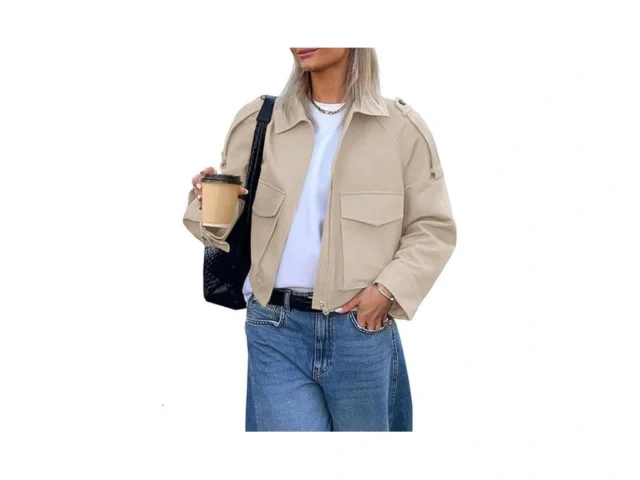 Tankaneo Womens Cropped Casual Jackets Zip Up… Code