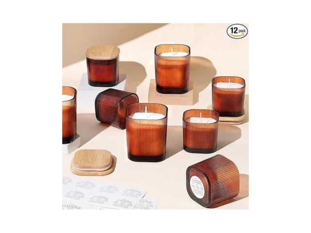 Amber Candle Jars For Making Candles 12 Pcs 12oz… Code