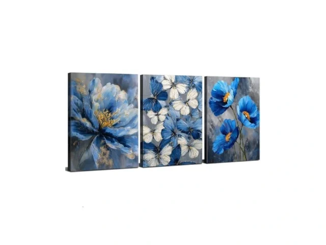 Blue Butterfly Wall Art Flower Wall Decor Abstract… Coupon