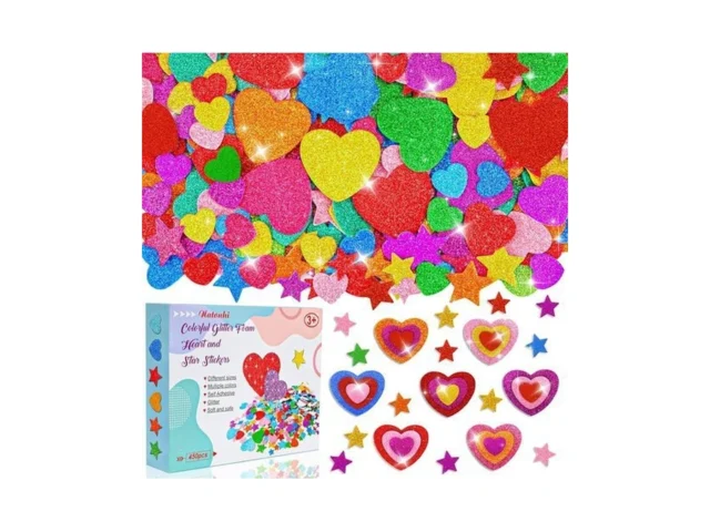 Natonhi 450 Pcs Foam Heart Stickers 8 Colors 3… Coupon
