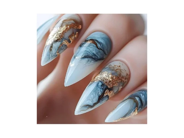 Ruokexin Almond Press On Nails Blue Ombre Fake… Code