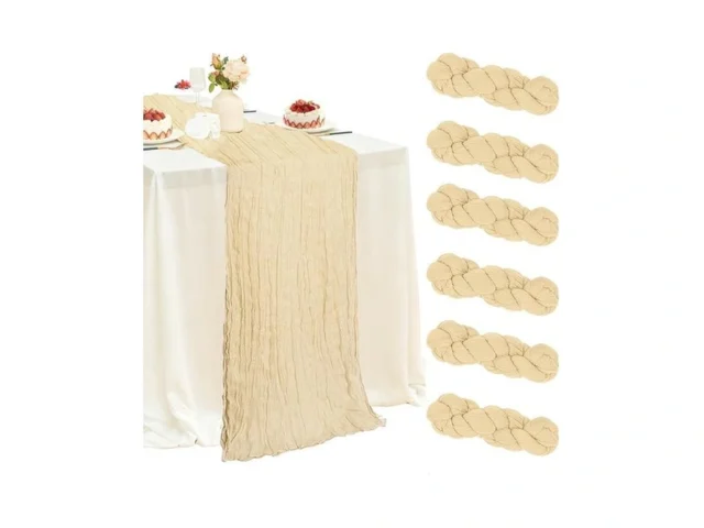 6 Pack Beige Cheesecloth Table Runner 120 Inch Boho… Code