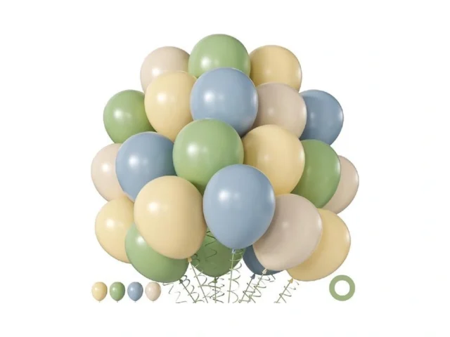 Sage Green Dusty Blue Yellow Balloons 60pcs 12 Inch… Code