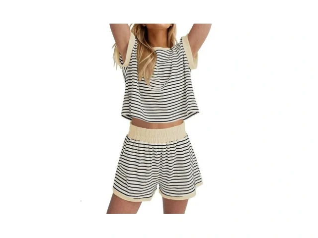 Missactiver 2 Piece Lounge Set Women Stripe Knit… Code