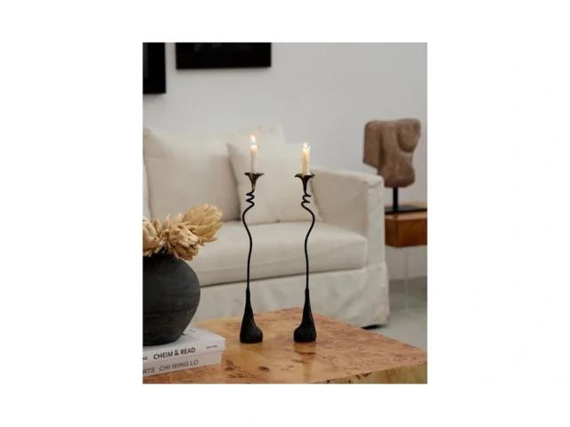 2pcs Tall Iron Taper Candle Holder Tabletop Black… Coupon