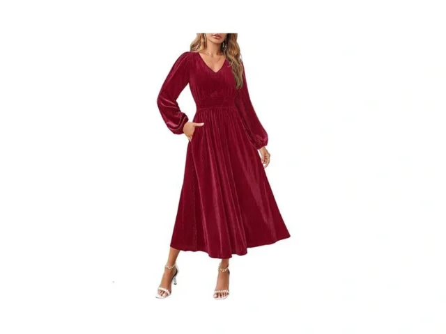 Zesica Women S Velvet Midi Dress 2026 Casual V Neck… Code