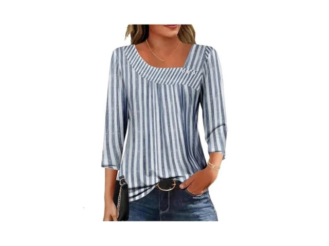 Dimur 3 4 Length Sleeve Womens Tops Asymmetrical… Code