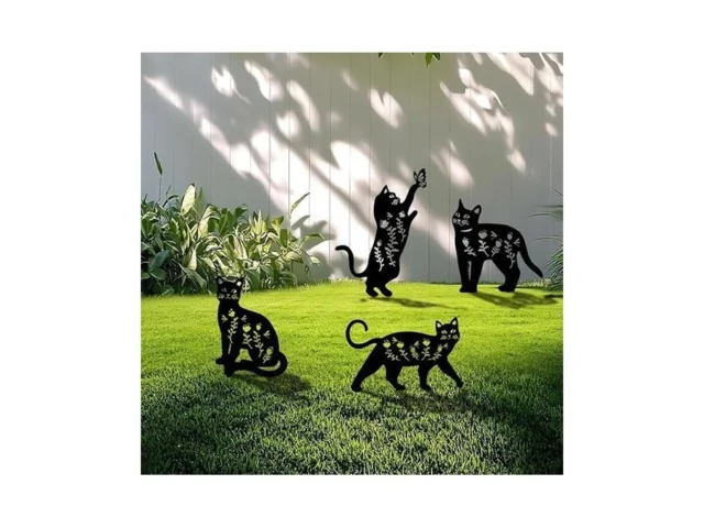 Yonisun 4 Pack Cat Metal Garden Decorative Stakes… Code