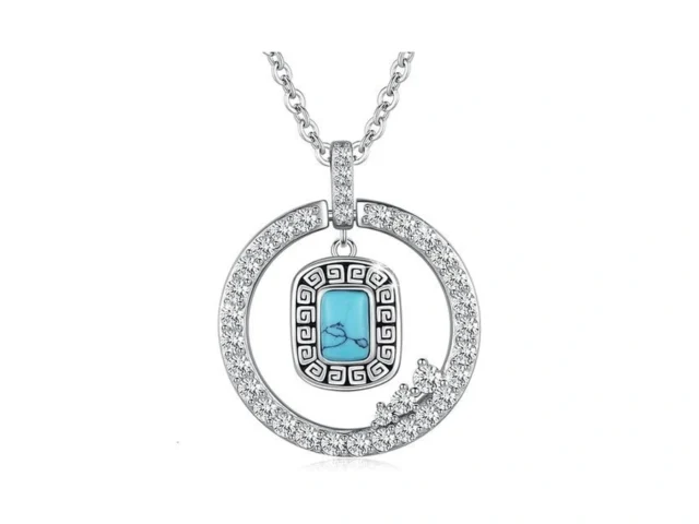 Adnix Turquoise Necklace 925 Sterling Silver Cubic… Code