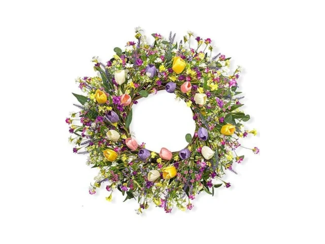 Diyfloru 22 Inches Spring Wreaths For Front Door… Coupon