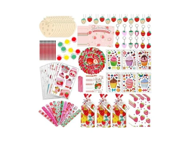 206 Pcs Cute Strawberry Party Favors Set Includes… Code